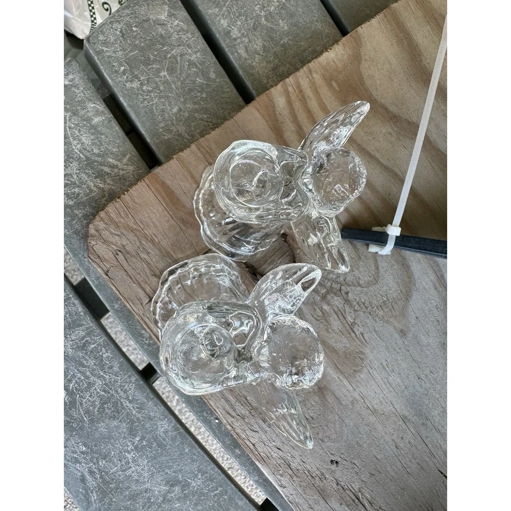 VTG Centurion Collection Angel‎ Candle Holders Set of 2 Glass W/Box About 4 Inch